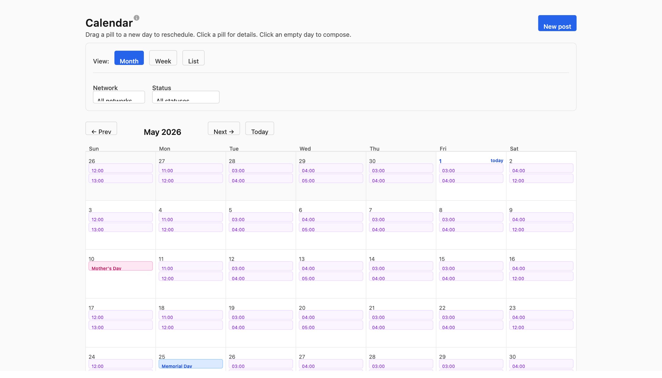 Flow Orah Calendar View