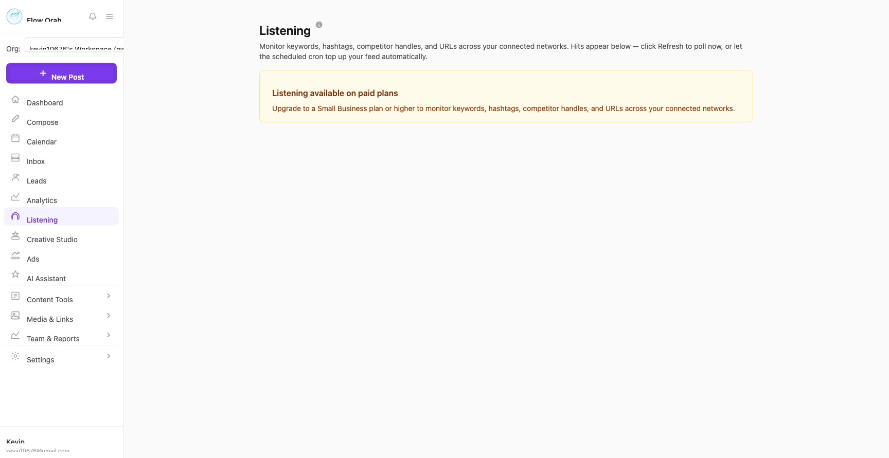 Flow Orah Listening Dashboard